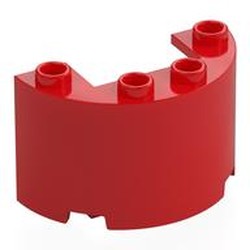 LEGO part 24593 Cylinder Half 2 x 4 x 2 with 1 x 2 Cutout in Bright Red/ Red