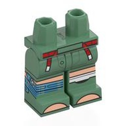 LEGO part 970c25pr0001 Hips and Sand Green Legs with print in Sand Green