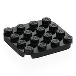 LEGO part 7864 Plate 4 x 4 with Rounded Corners, Pin Holes between Studs in Black