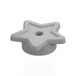 LEGO part 11609 Tile, Star with Stud Holder, Pin Hole in Cool Silver Drum Lacquered / Metallic Silver