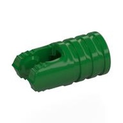 LEGO part 57360 Hinge Cylinder 1 x 2 Locking with 2 Click Fingers and Axle Hole, 7 Teeth in Dark Green/ Green