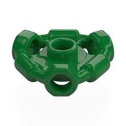 LEGO part 1941 Plate Special 1 x 1 with Hole Through Stud, 3 Bars and 3 Bar Holes in Dark Green/ Green