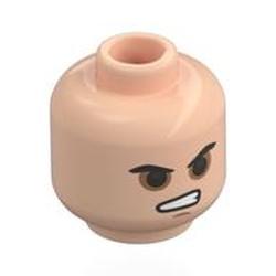 LEGO part 28621pr0155 Minifig Head with print in Light Nougat