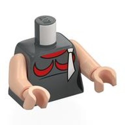 LEGO part 973c02h02pr0015 Torso, Light Nougat Arms and Hands with print in Dark Stone Grey / Dark Bluish Gray