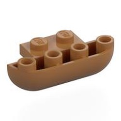 LEGO part 7533 Brick Round, Curved Inverted Triple 1 x 3 x 1 with 1 x 2 Extension in Medium Nougat