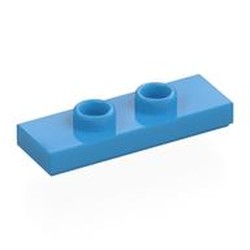 LEGO part 34103 Plate Special 1 x 3 with 2 Studs with Groove and Inside Stud Holder (Jumper) in Dark Azure