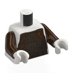 LEGO part 973c07h27pr0001 Torso, Dark Brown Arms, White Hands with Print in White
