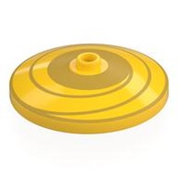 LEGO part 35394pr0008 Dish 4 x 4 Inverted with Gold Swirl print in Bright Yellow/ Yellow