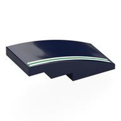 LEGO part 93606pr0044 Brick Curved 4 x 2 No Studs with White/Green/White Stripes print in Earth Blue/ Dark Blue
