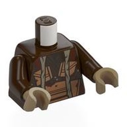 LEGO part 973c07h11pr0001 Torso, Dark Brown Arms, Dark Tan Hands with Print in Dark Brown
