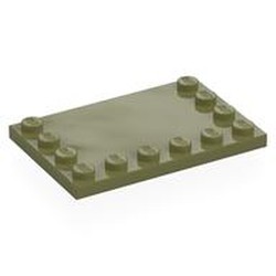 LEGO part 6180 Plate Special 4 x 6, Studs on 3 Edges in Olive Green