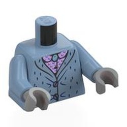 LEGO part 973c24h14pr0001 Torso, Coat, Buttons, Dark Blue Fur, Lavender Shirt print, Sand Blue Arms, Light Bluish Gray Hands in Sand Blue