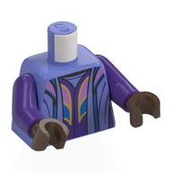 LEGO part 973c09h80pr0001 Torso, Dark Purple Arms, Umber Brown Hands with print in Blue Violet