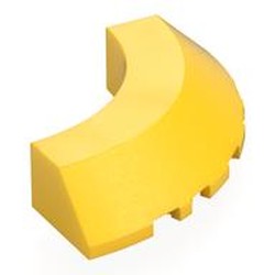 LEGO part 76795 Brick Round Corner 5 x 5 x 1 Slope, Bottom Cut Outs, No Studs, Flat Top in Bright Yellow/ Yellow