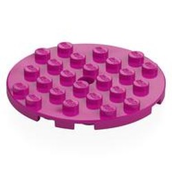 LEGO part 11213 Plate Round 6 x 6 with Hole in Bright Reddish Violet/ Magenta
