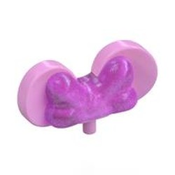 LEGO part 8085pat0002 Headwear Accessory Bow with Minnie Mouse Ears, Small Pin, Opal Trans-Dark Pink Pattern in Light Purple/ Bright Pink