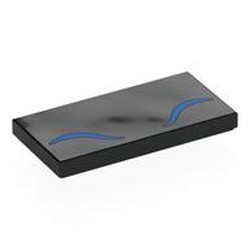 LEGO part 87079pr0250 Tile 2 x 4 with Blue Curved Lines / Eyebrowsprint in Black