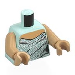 LEGO part 973c70h70pr0006 Torso, Warm Tan Arms and Hands with print in Aqua/ Light Aqua