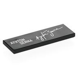 LEGO part 69729pr0096 Tile 2 x 6 with 'AYRTON SENNA', Autograph print in Black