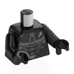 LEGO part 973c03h03pr0031 Torso, Black Arms and Hands with Print in Black