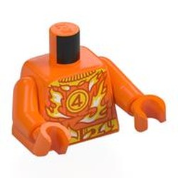 LEGO part 973c34h34pr0003 Torso with Print, Orange Arms, Orange Hands in Bright Orange/ Orange