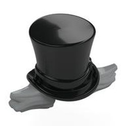 LEGO part 116981pat0001 Top Hat with Dark Bluish Grey Hair Sticking Out Sideways pattern in Black