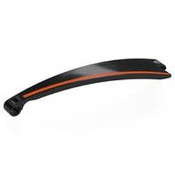 LEGO part 4527pr0001 Technic Panel Curved 3 x 13 x 2 Tapered, Left with Orange Stripe print in Black