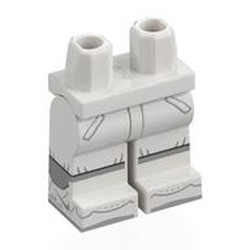 LEGO part 970c27pr0070 Hips and White Legs with Space Suit, Light Bluish Grey Knee Bands print in White