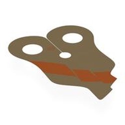 LEGO part 23786pr0001 Neckwear Cape, Pauldron, Angular with Dark Orange Stripe Print in Sand Yellow/ Dark Tan