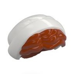 LEGO part 119129pat0001 Hair Short with White Bonnet pattern in Dark Orange