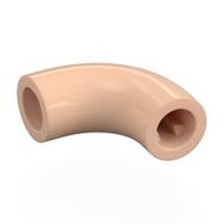 LEGO part 25214 Brick Round 1 x 1 diameter Tube with 90 Degree Elbow (2 x 2 x 1) and Axle Holes (Crossholes) at each end in Light Nougat