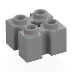LEGO part 90258 Brick Special 2 x 2 with Grooves and Axle Hole in Medium Stone Grey/ Light Bluish Gray