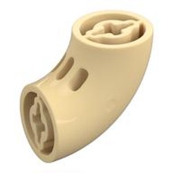LEGO part 8384 Brick Round 2 x 2 D. Tube with 90° Elbow and Axle Holes (Crossholes) at Each End in Brick Yellow/ Tan