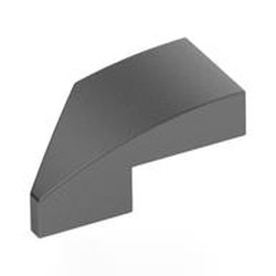 LEGO part 29119 Brick Wedged, Curved 2 x 1 with Stud Notch Right in Silver Metallic/ Flat Silver