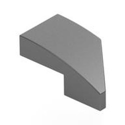 LEGO part 29120 Brick Wedged, Curved 2 x 1 with Stud Notch Left in Silver Metallic/ Flat Silver