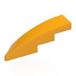 LEGO part 5414 Brick Wedged, Curved 1 x 4 with Stud Notch Right in Flame Yellowish Orange/ Bright Light Orange