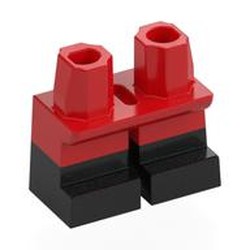 LEGO part 16709pat03 Leg Short with Black Feet Pattern [PLAIN] in Bright Red/ Red