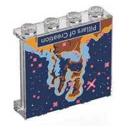 LEGO part 60581pr0046 Panel 1 x 4 x 3 [Side Supports / Hollow Studs] with 'Pillars of Creation' Print in Transparent/ Trans-Clear
