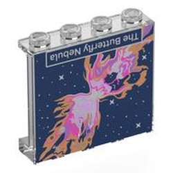 LEGO part 60581pr0047 Panel 1 x 4 x 3 [Side Supports / Hollow Studs] with 'The Butterfly Nebula' Print in Transparent/ Trans-Clear
