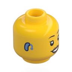 Minifig Head, Thin Eyebrows, Eyelashes, Smile, and Hearing Aid Print