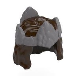 LEGO part 117243pat0001 Hair Mid-Length with with Flat Silver Crown pattern in Dark Brown