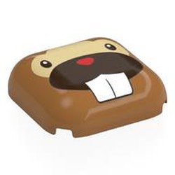 LEGO part 7521pr0007 Brick Round, Curved 4 x 4, Bidoof Face Print in Medium Nougat