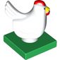 Duplo Animal Chicken / Hen, Tail, Smooth Red Comb, on Green Base