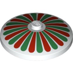 Dish 4 x 4 Inverted [Radar] with Stripes Red/Green Petals Print