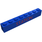 Brick 1 x 8 without Bottom Tubes with Cross Side Supports with 'STATION' Thin Narrow Red Print
