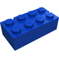 Brick 2 x 4 without Bottom Tubes, Slotted (with 2 slots, opposite corner right)