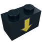 Brick 1 x 2 with Yellow Down Arrow and Black Border Print