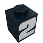 Brick 1 x 1 with Bold White '2' Print
