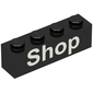 Brick 1 x 4 with White 'Shop' Print