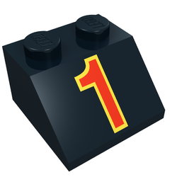 Slope 45° 2 x 2 with Red '1' in Yellow Outline Print